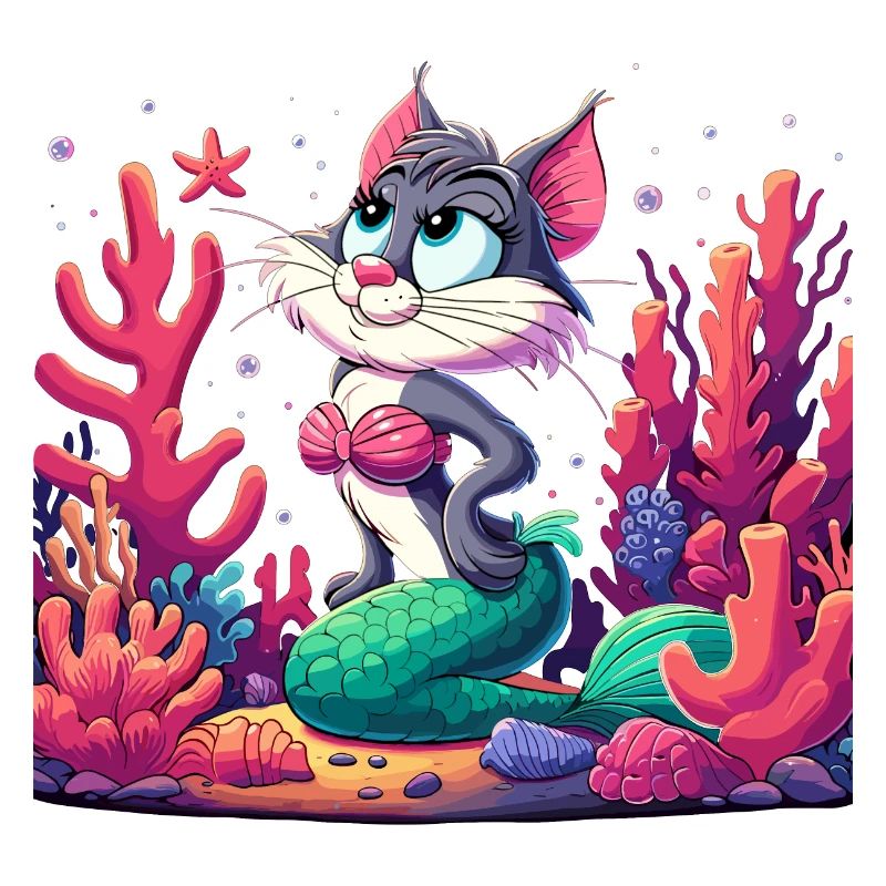 Sirène Sirène Chat Chat Eau Chat Cadeau