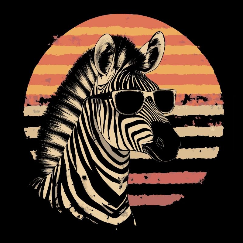 Zebra with Sunglasses Vintage