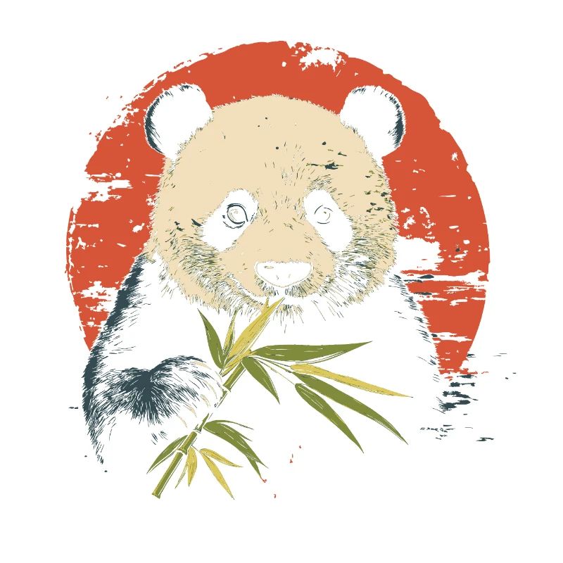 Panda eats bamboo