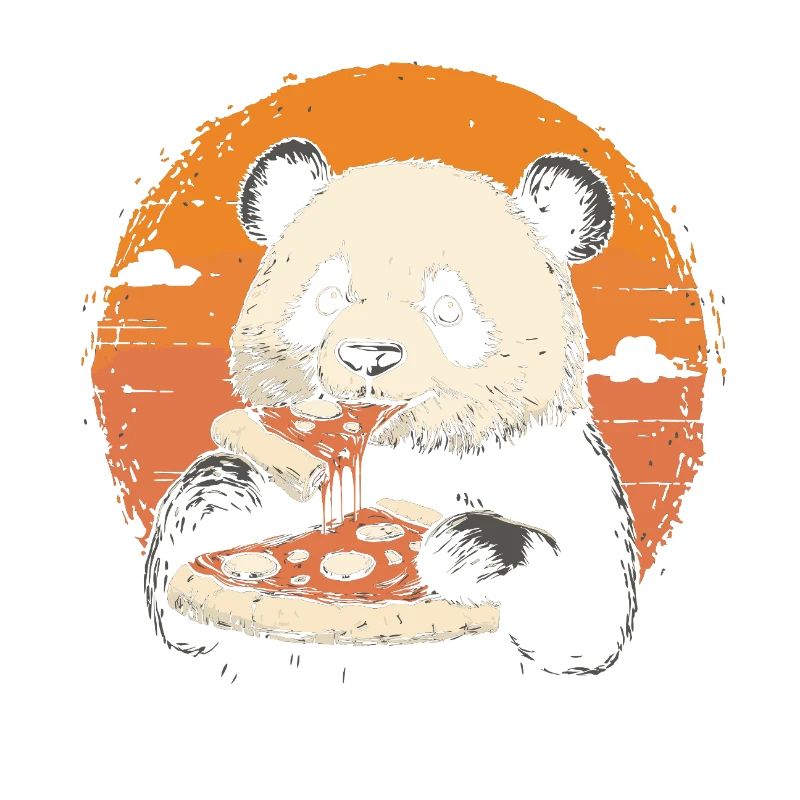 Panda eats pizza