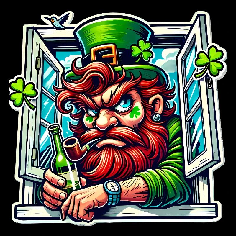 Grumpy Leprechaun St Patricks Window