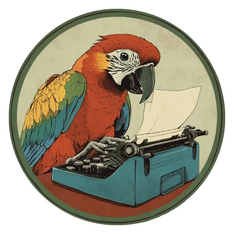 Parrot with typewriter – Feather-light and creative