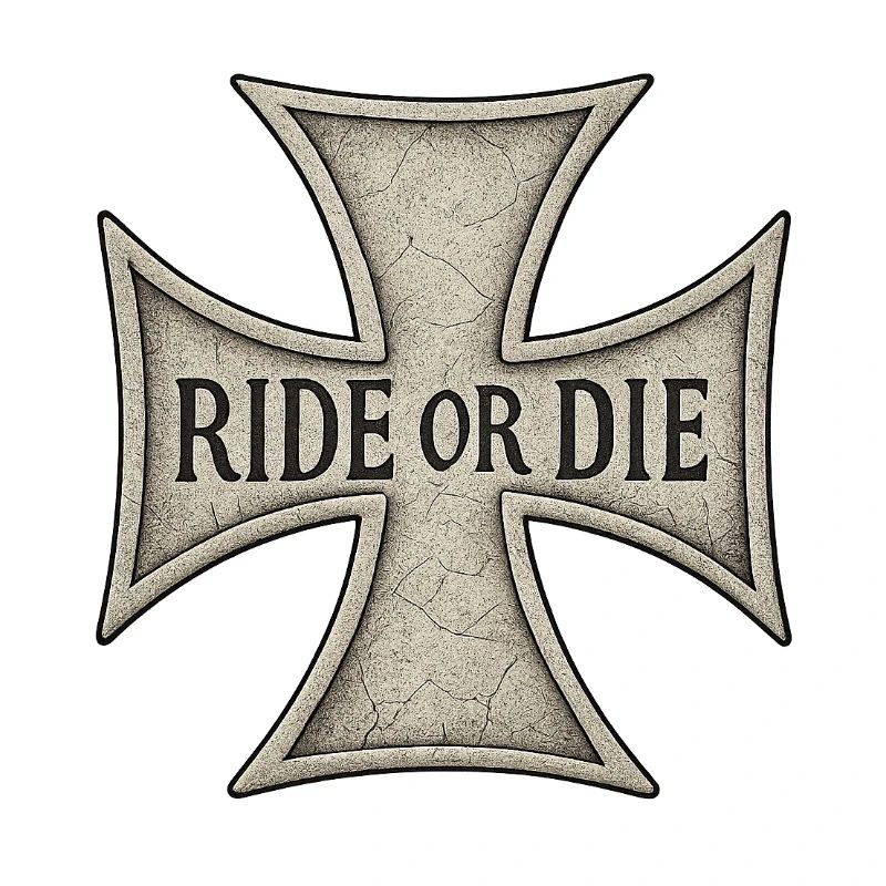 Croix de Malte gravée RIDE OR DIE