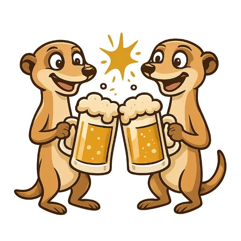 Fröhliche Ottern mit Bier