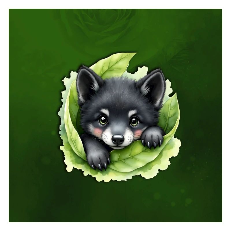 Chiot loup sur le vert