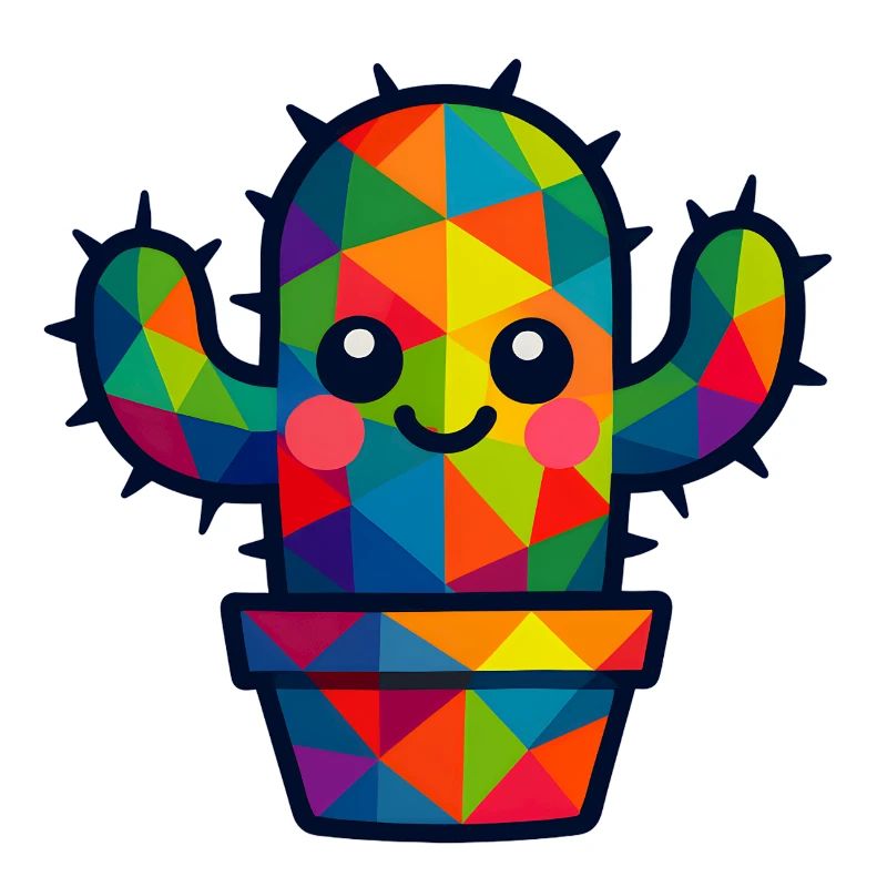 WPAP polygone Kawaii Style bébé cactus dans un pot de fleurs