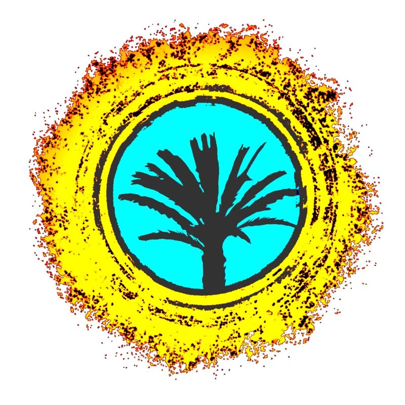 Illustration de palmiers avec explosion de couleurs Majorque