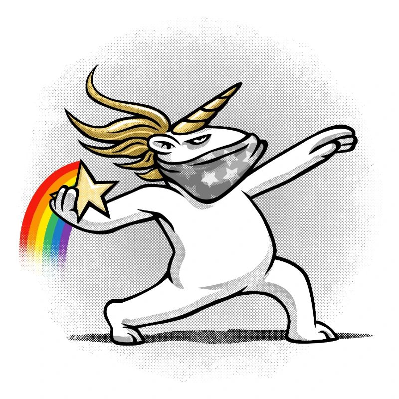 La licorne lance un arc-en-ciel