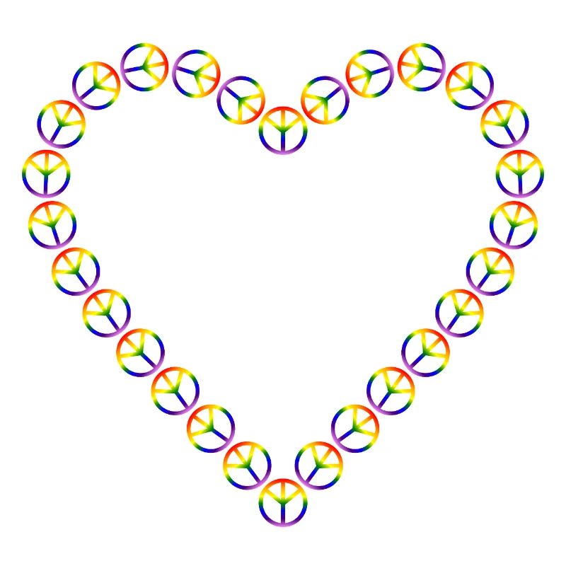 Rainbow Peace Heart Pattern