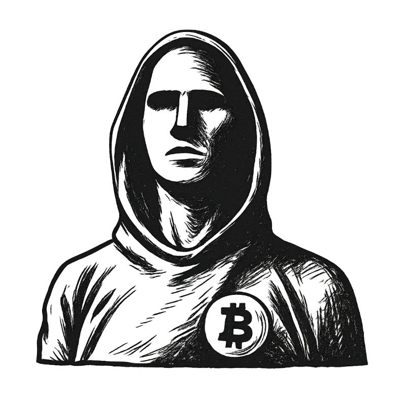 Anonymous hacker with Bitcoin logo