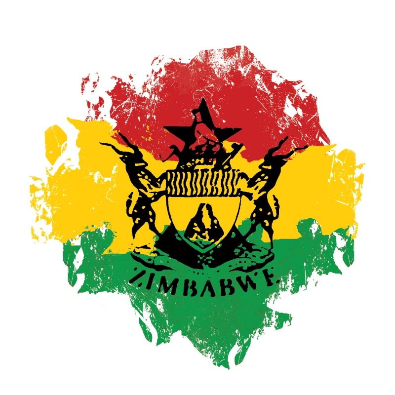 Zimbabwe Emblem Reggae Flag