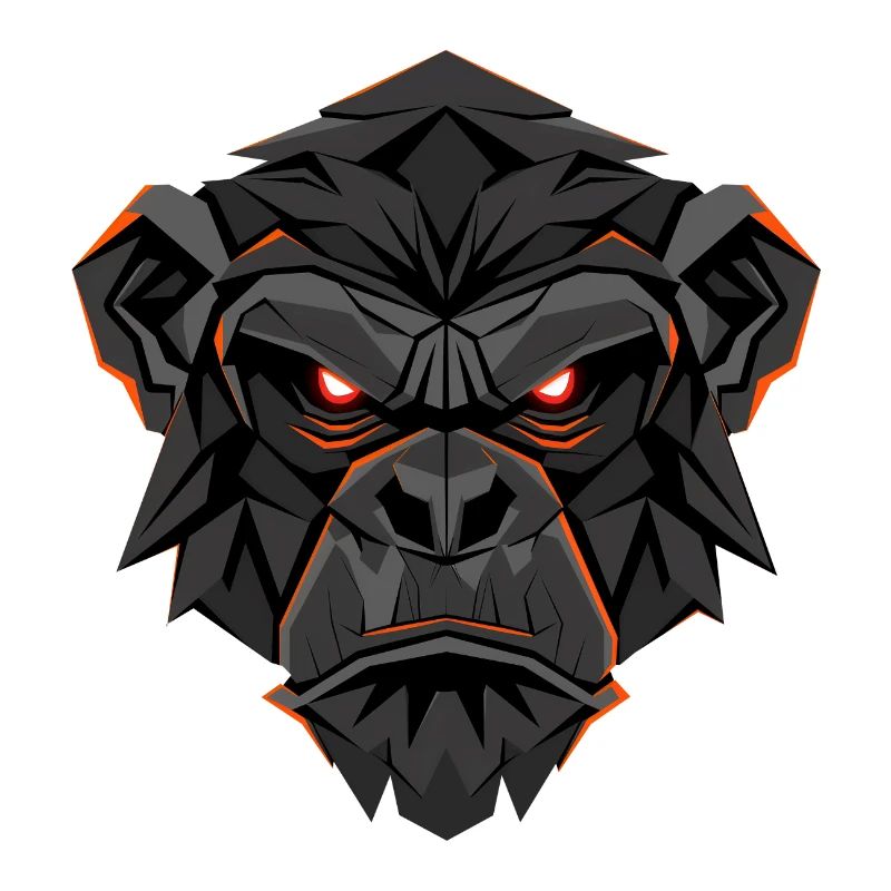 Visage Neon Gorilla Lowpoly