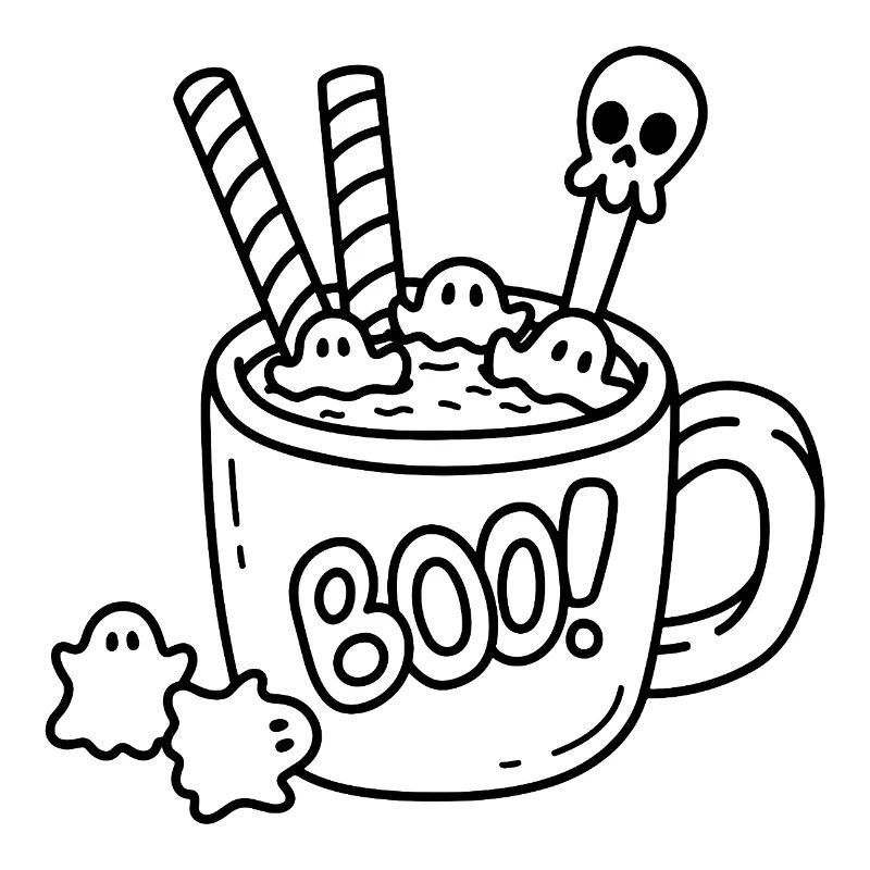 Mug Halloween Sketch – Ghosts, Waffles & Spoons