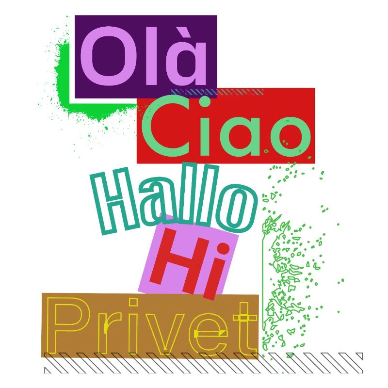 Variété de langues Conception de salutation colorée