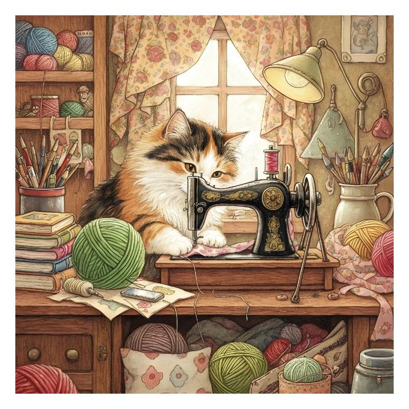 Cat Studio Sewing Machine Cuddling