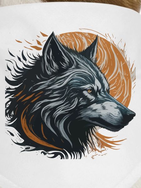 Black Wolf Under Golden Moon