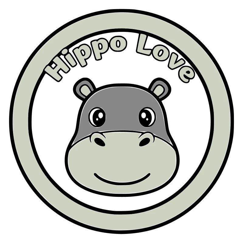 Hippo Love Nilpferd Logo Abzeichen