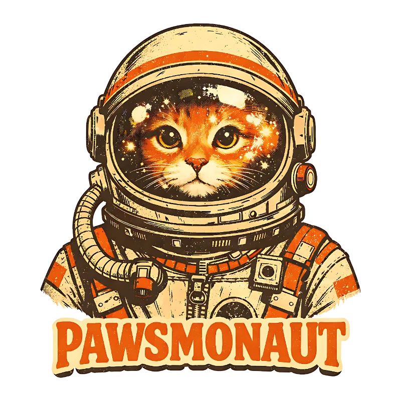 Pawsmonaut Funny Cat Astronaut Vintage Space