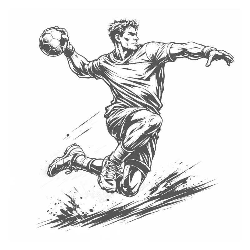 Dynamischer Handballer im Comic Stil