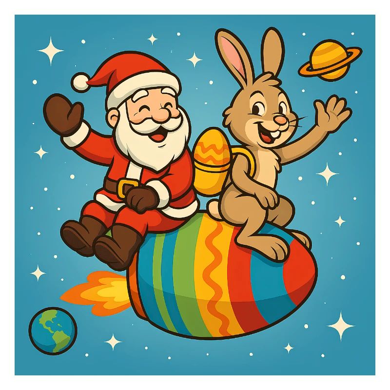 Christmas Easter Bunny in Star Flight