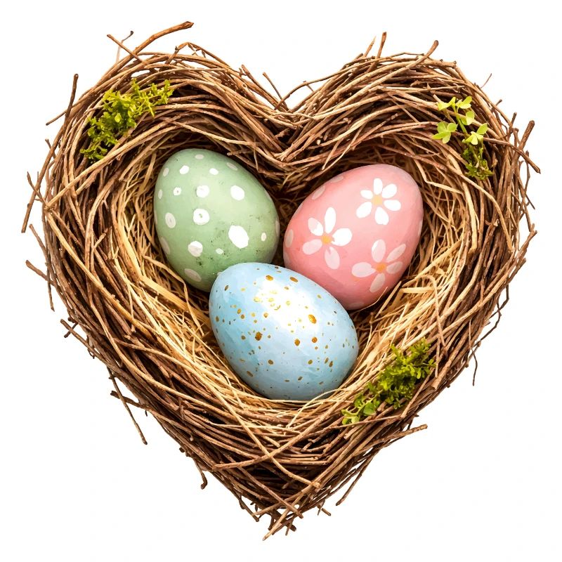 Heart-shaped Easter basket with eggs