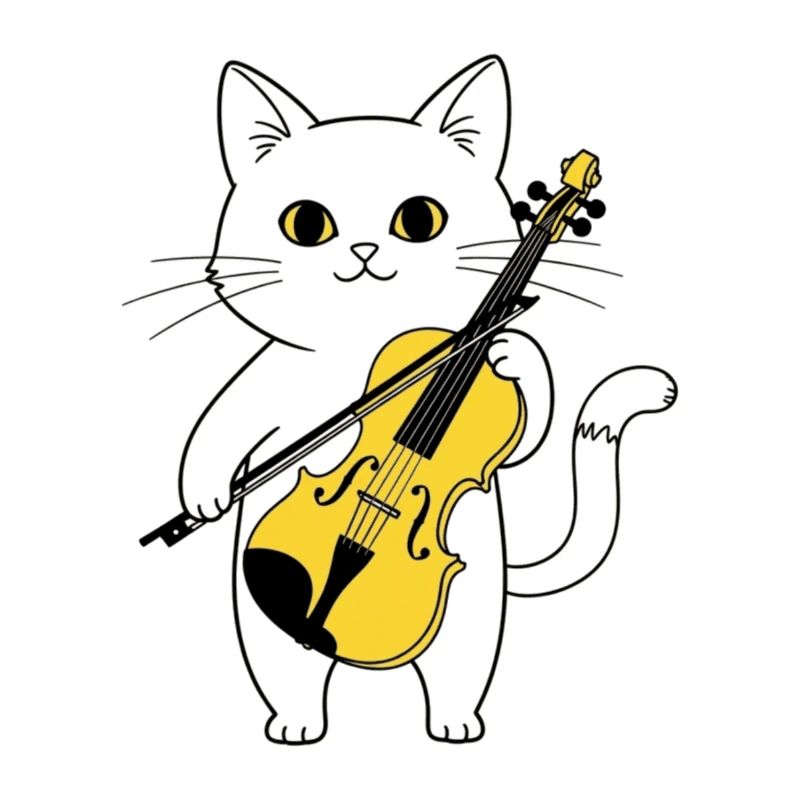 Cute Cat Playing Cello Chat
