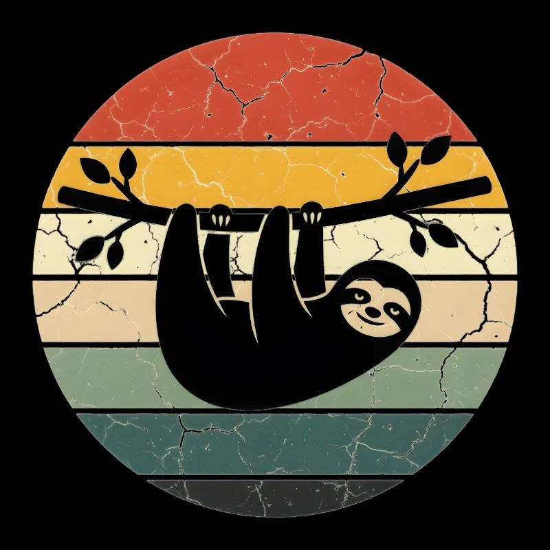 Sloth Gift Retro Design Sunset