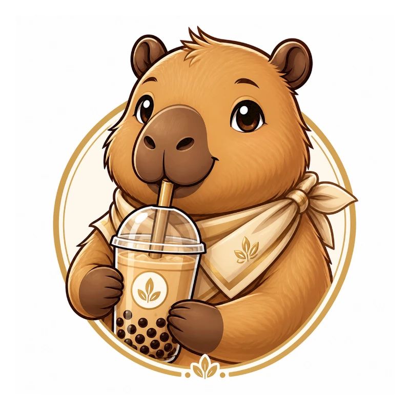 Golden Bear Bubble Tea Charm
