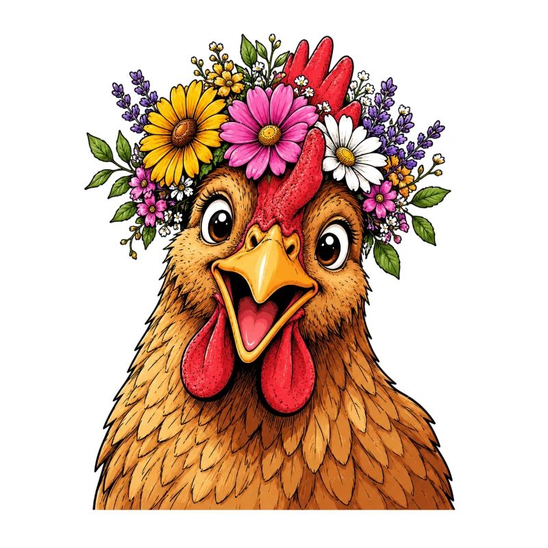 Poulet décoré de fleurs
