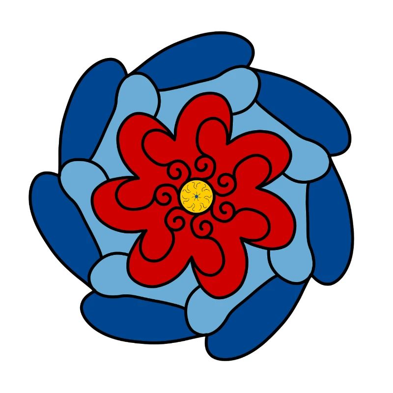 Rote Blume Blaue Mandala