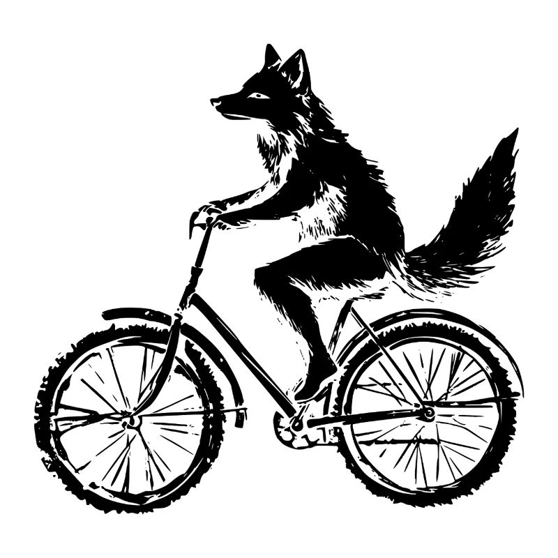 Funny Bicycle Fox