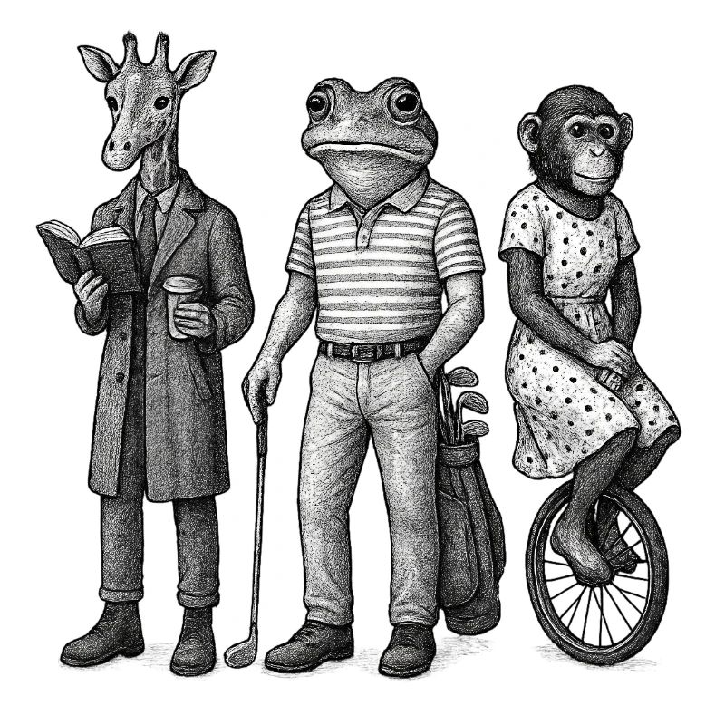 Trio der anthropomorphen Freunde