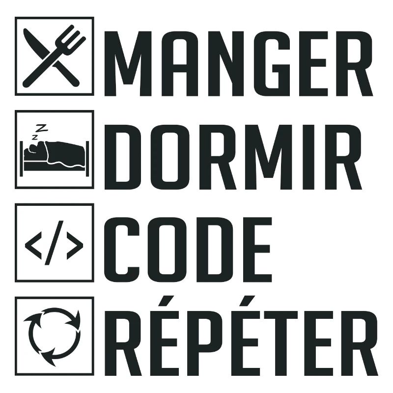 Manger, Dormir, Code, Répéter