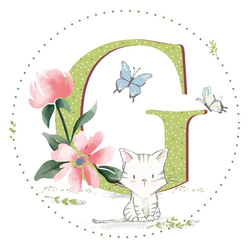 Anfangsbuchstabe G mit Katze
