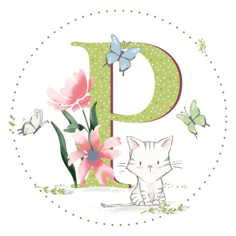 Anfangsbuchstabe P mit Katze