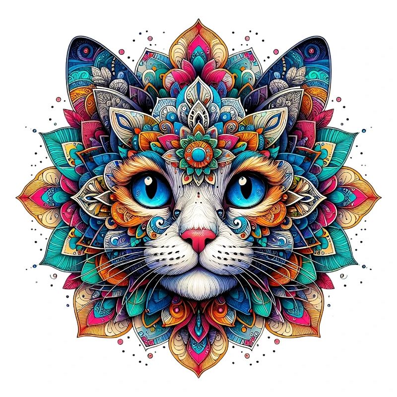 Chat décoré de Mandalas