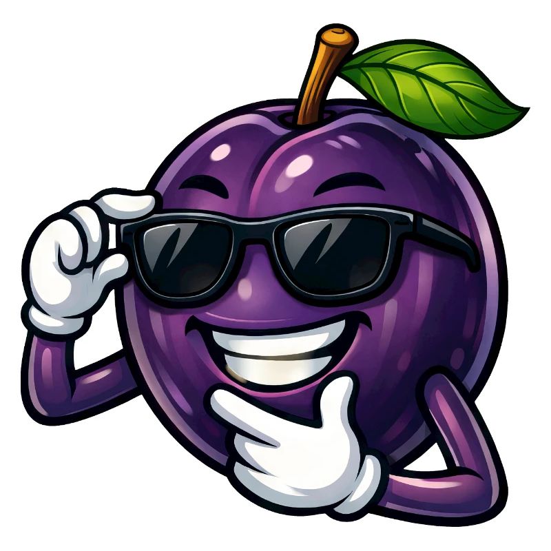 Cool Plum Cartoon Comic Fruit Summer