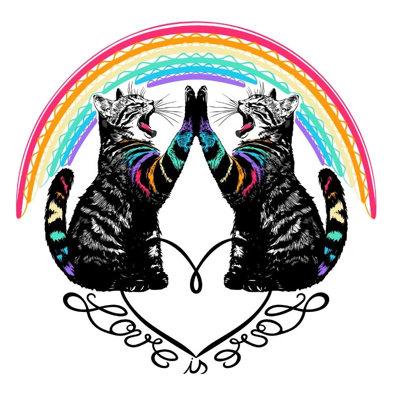 Chats Arc-en-ciel L’amour est le reflet de l’amour