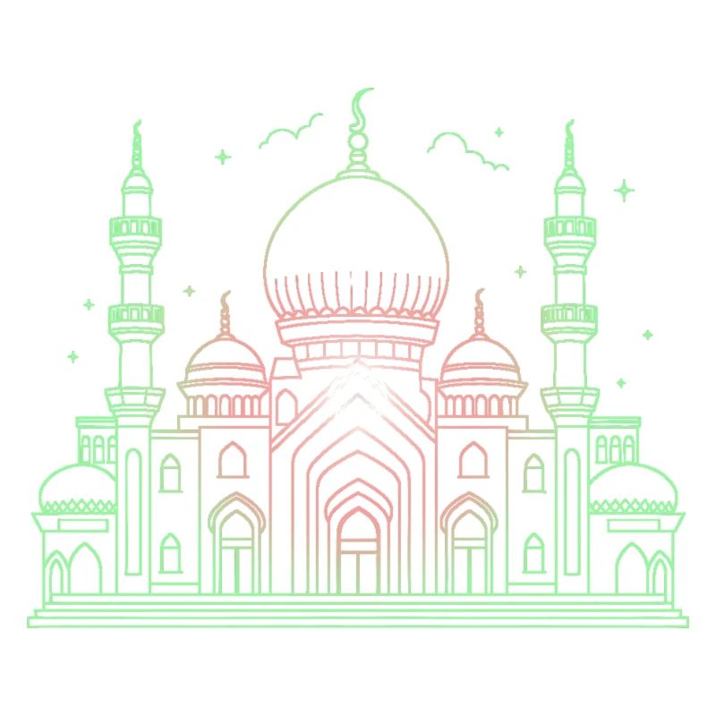 Moschee Stern Halbmond stilisiert grün oder schwarz