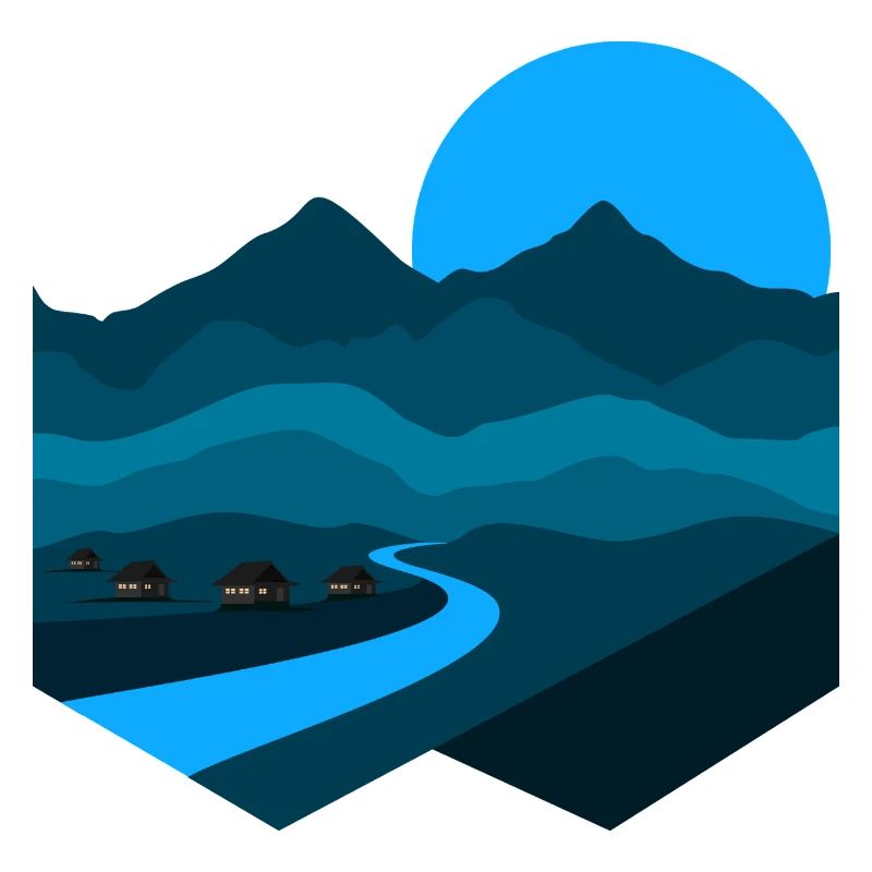 Mountain Song | Blue Moonlight Minimalist Flat