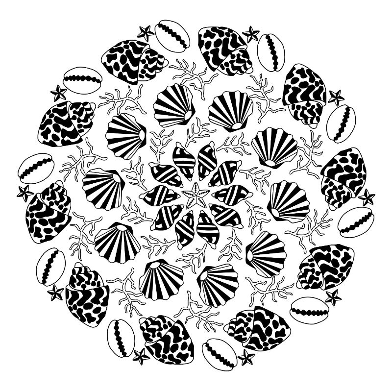 Shell Mandala black and white