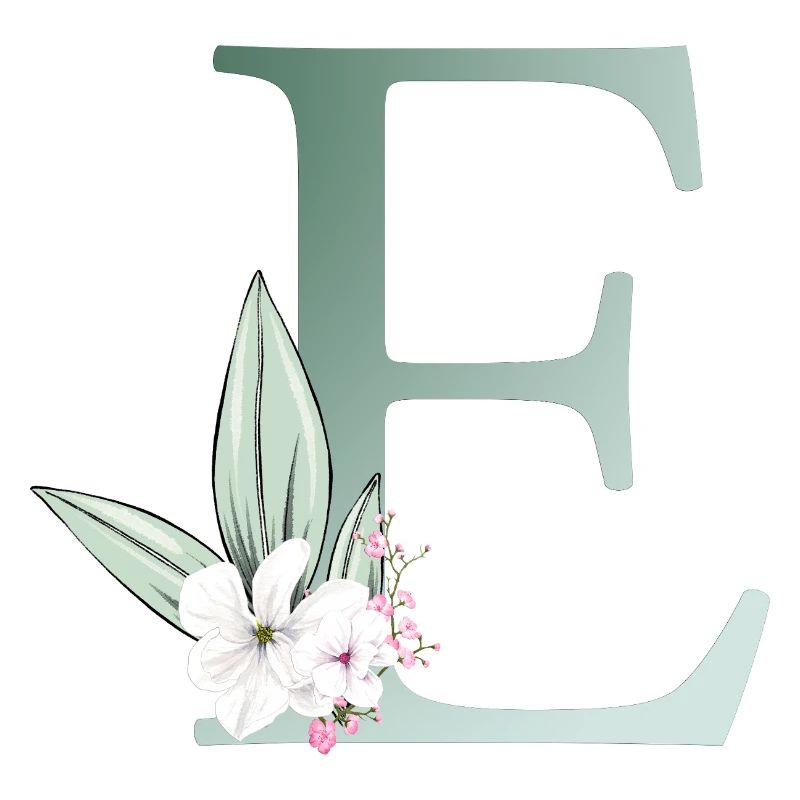 E Monogram, Floral, Customizable