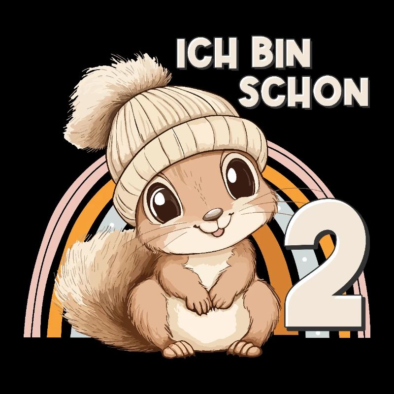 2. Geburtstag Eichhörnchen Regenbogen Süß Niedlich