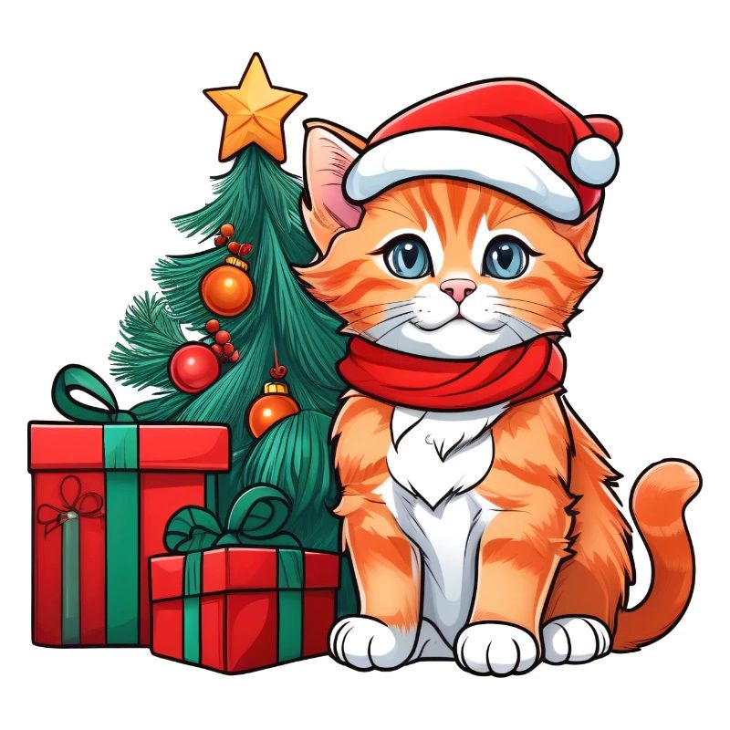 Bébé chat mignon avec chapeau de père Noël