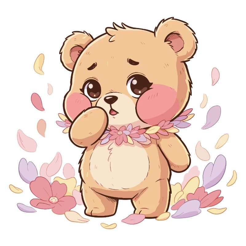 Delicate bear with flower wreath