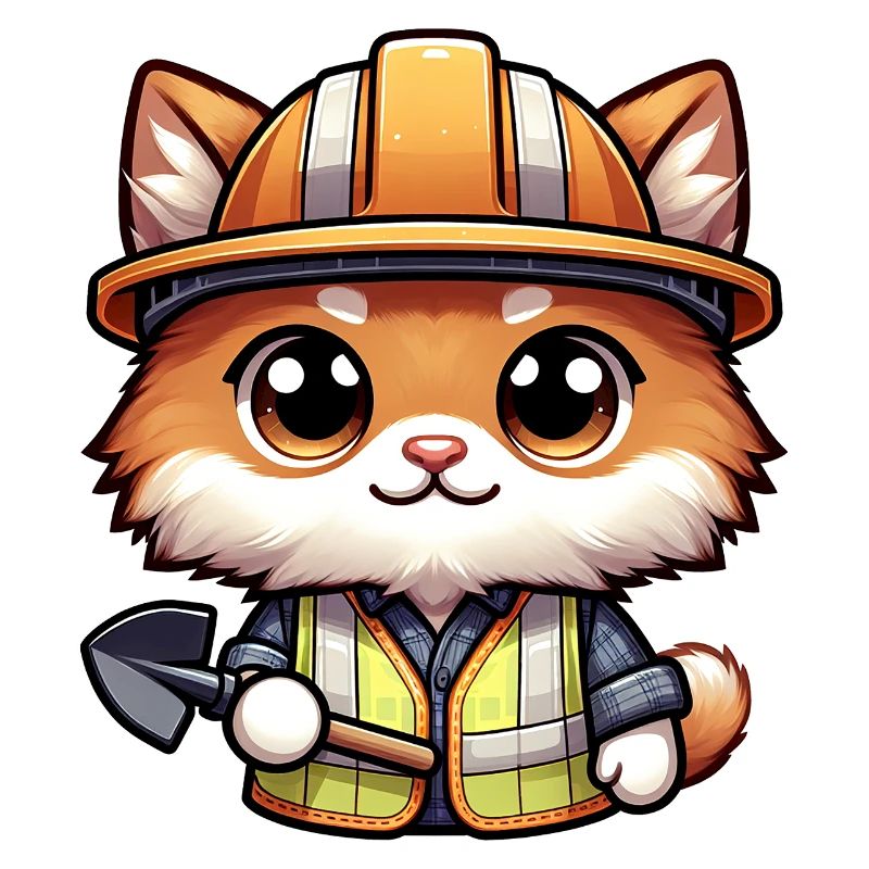 Mignon chat ouvrier de la construction