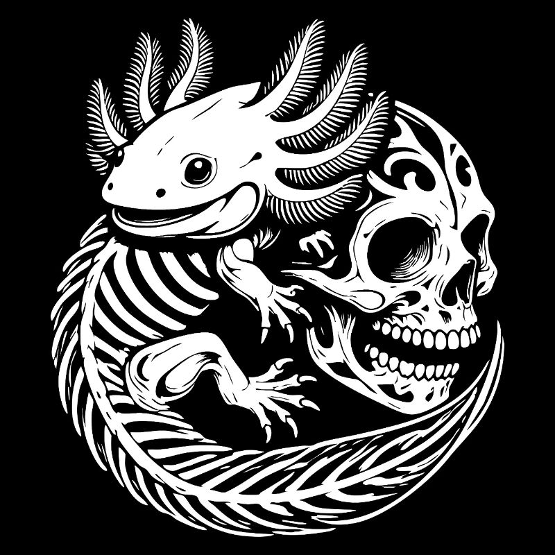 Axolotl et crâne