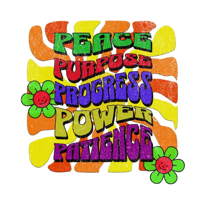 Paix Objectif Progrès Puissance Patience Rétro Design