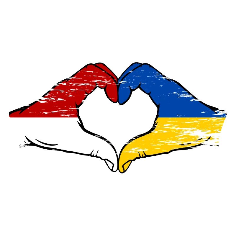 Monaco Ukraine Drapeau Forme Main Forme Coeur Utilisé