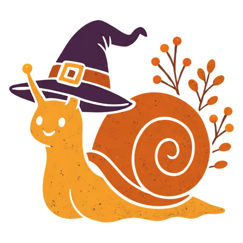 Cute Snail with Witch Hat